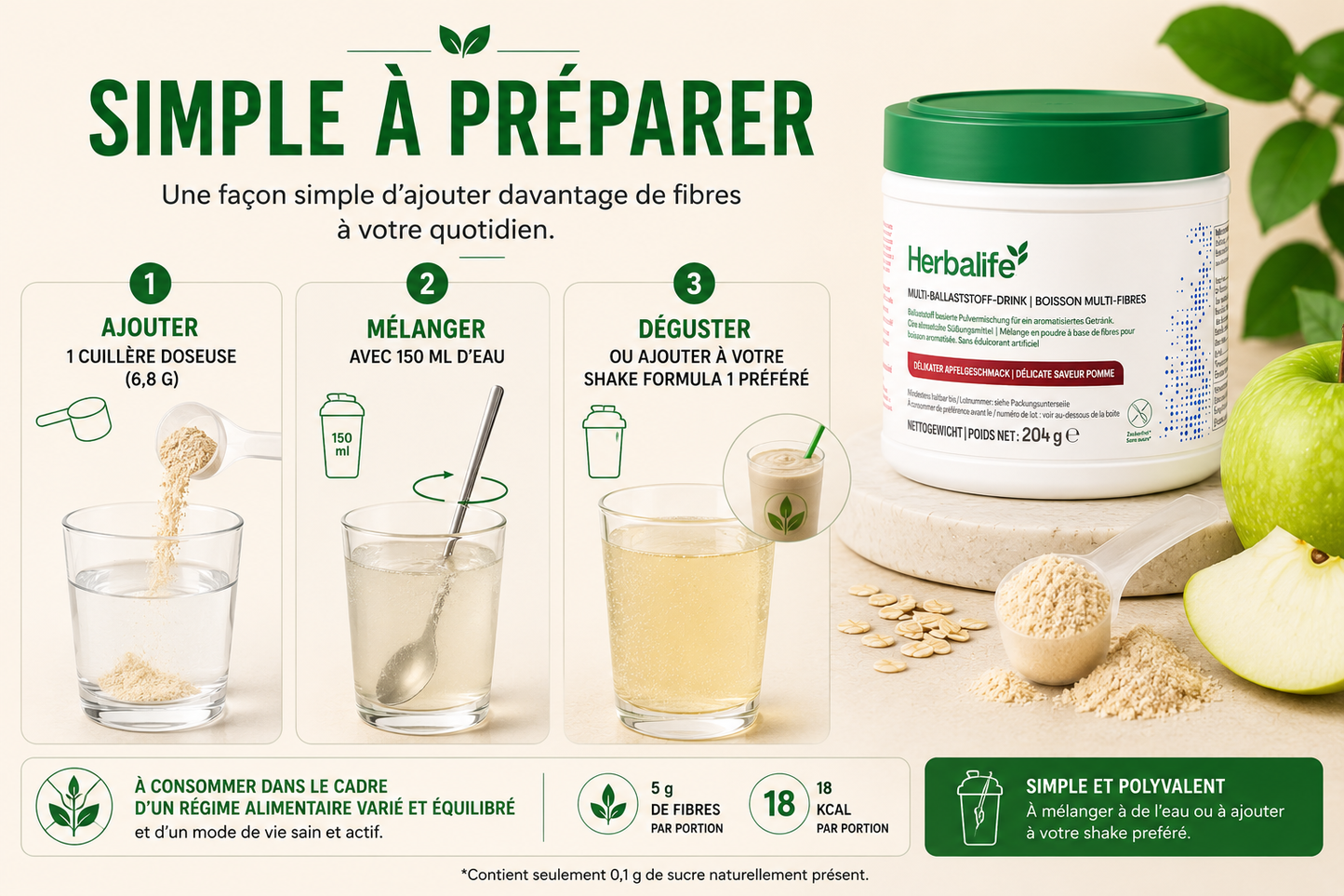 Boisson multi-fibres Pomme 204 g
