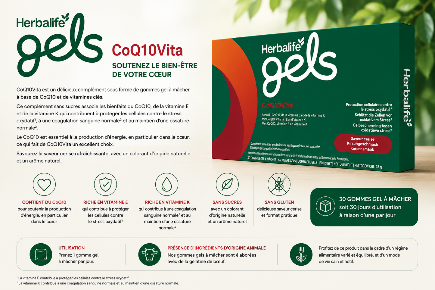 Herbalife Gels CoQ10Vita Saveur Cerise 30 gommes gel à mâcher