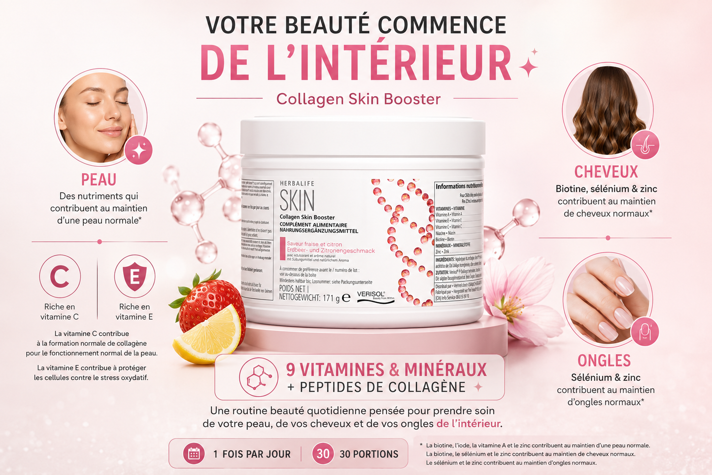Collagen Skin Booster fraise et citron 171 g