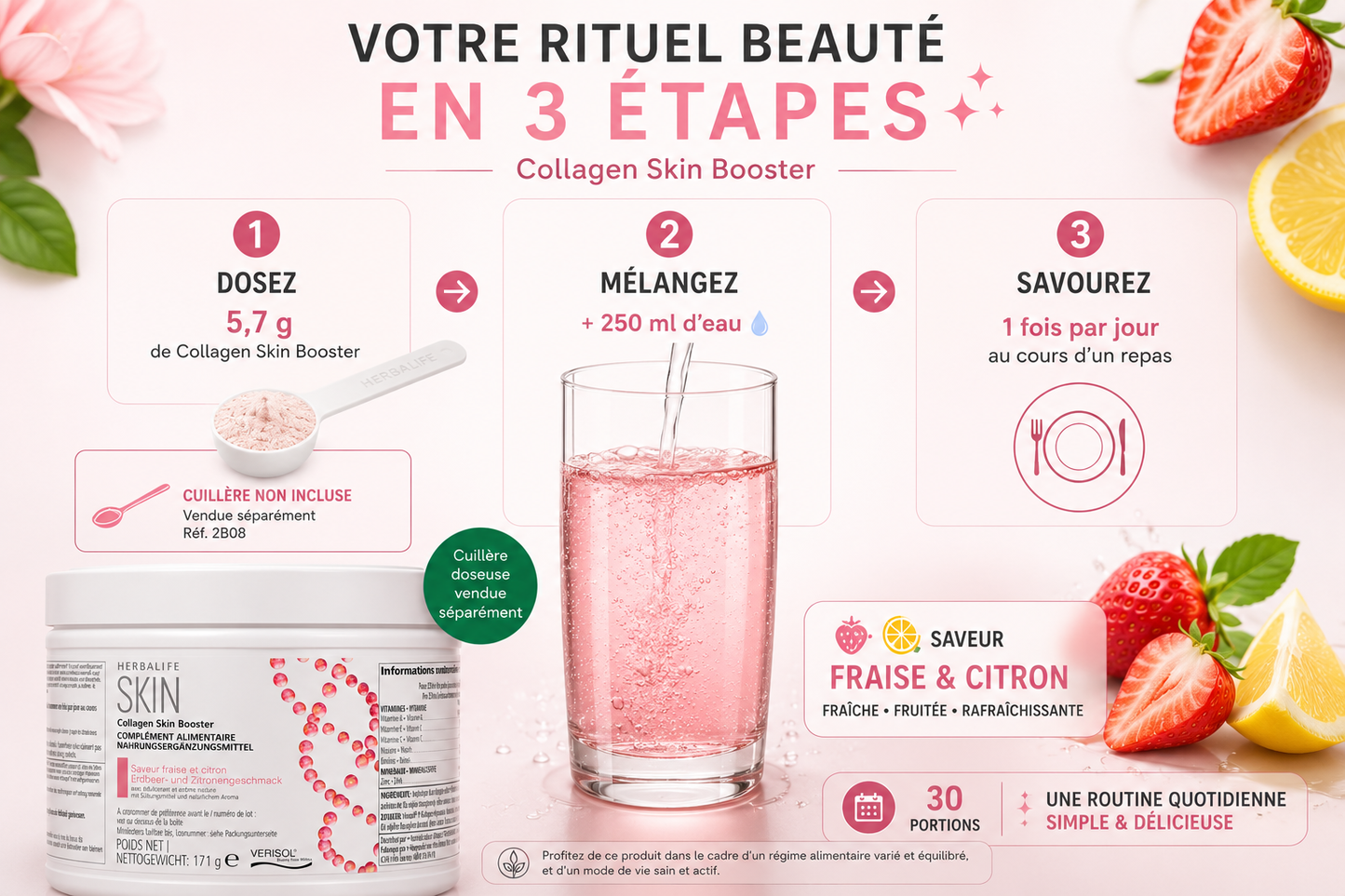 Collagen Skin Booster fraise et citron 171 g