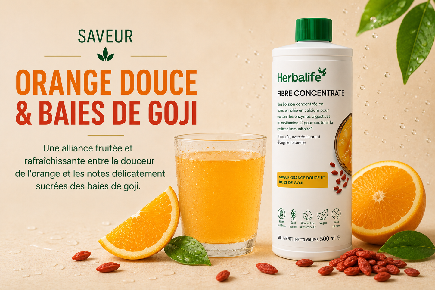 Fibre Concentrate saveur orange douce et baies de goji 500 ml
