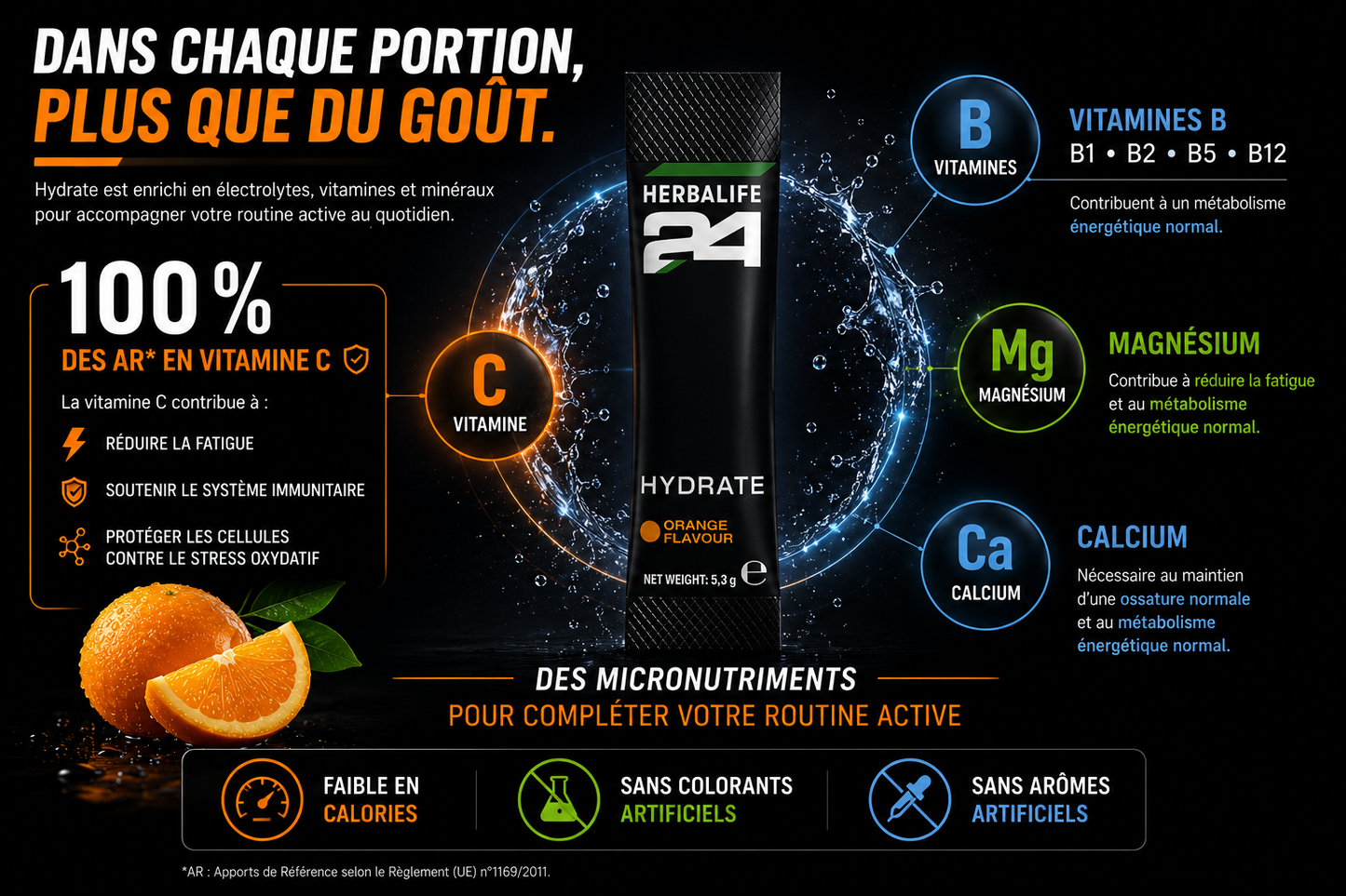 Herbalife24 - Hydrate Orange 20 sachets de 5,3 g