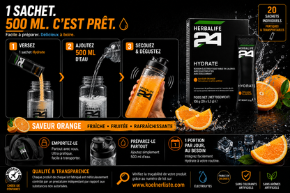 Herbalife24 - Hydrate Orange 20 sachets de 5,3 g