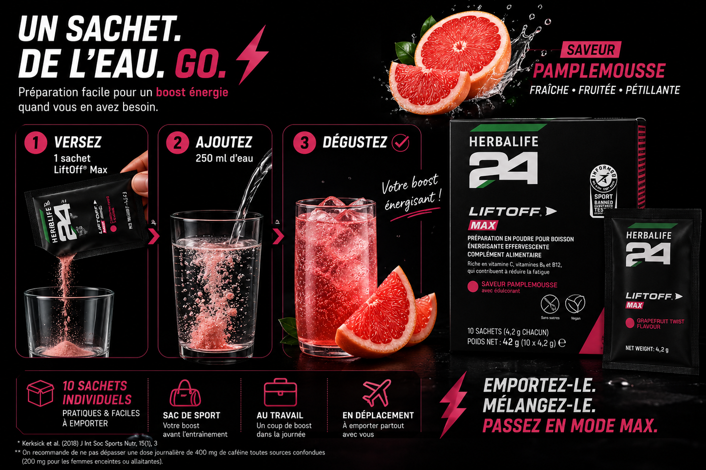 LiftOff® Max H24 Pamplemousse 10 sachets de 4.2g