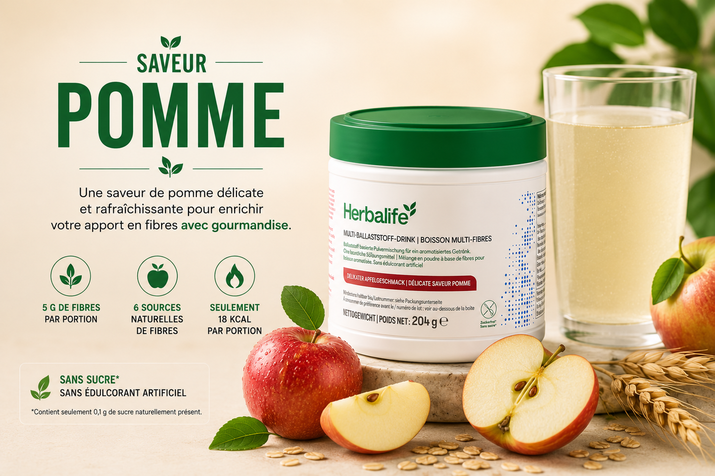 Boisson multi-fibres Pomme 204 g