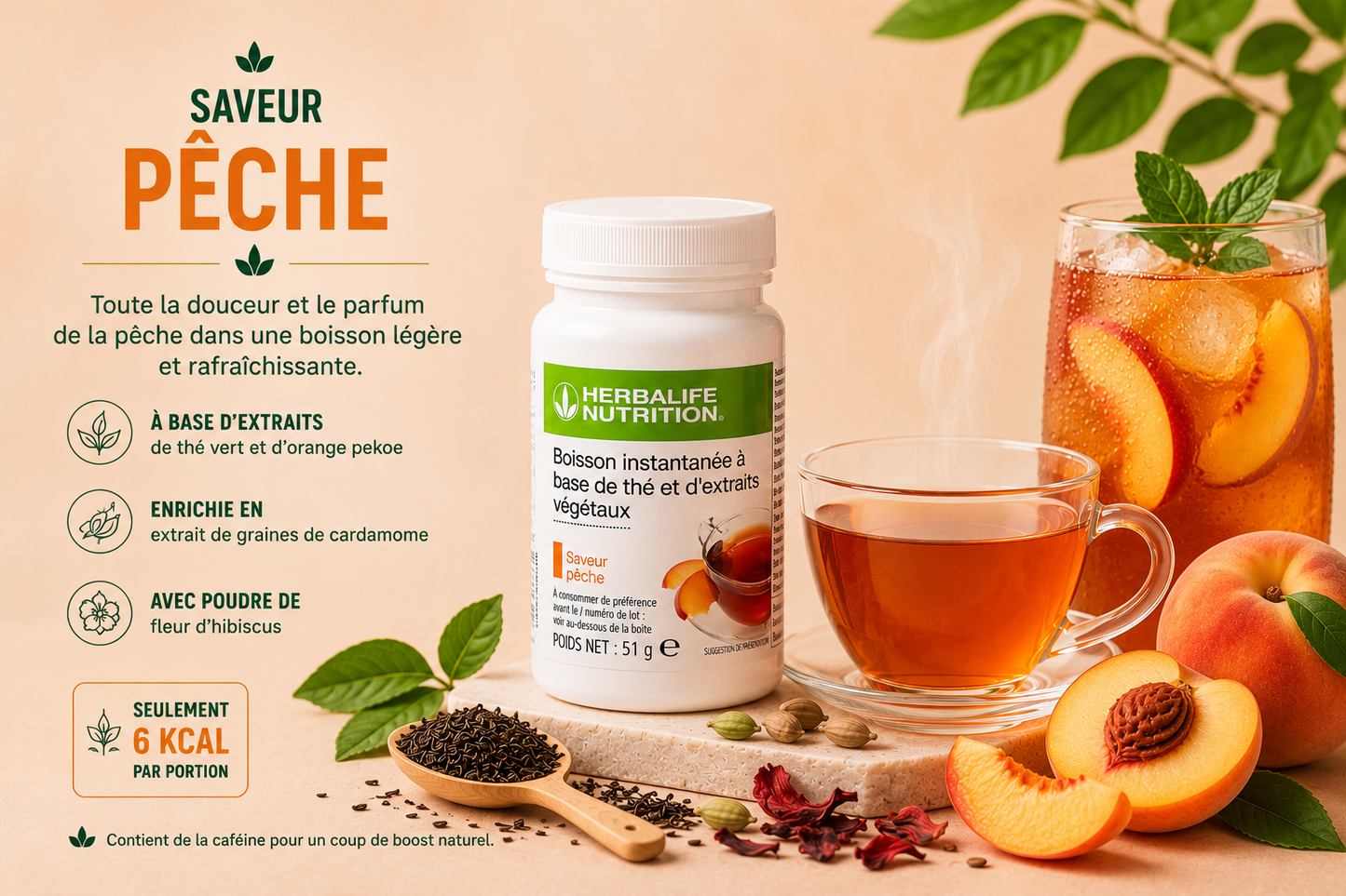 Boisson instantanée à base de thé et d'extraits végétaux 51g