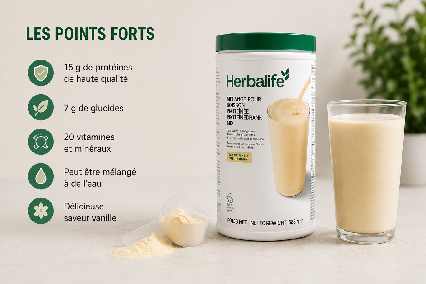 Mélange pour boisson protéinée Vanille 588 g